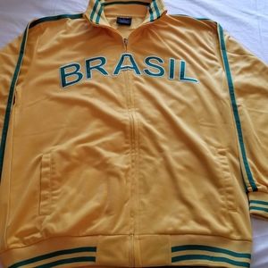 Mens Country-themed Solid Zip Up Brazil L Track Ja